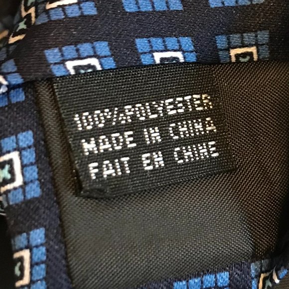 NWT George Stain Resistant Black and Blue Patterned Men's Tie - Picture 7 of 7